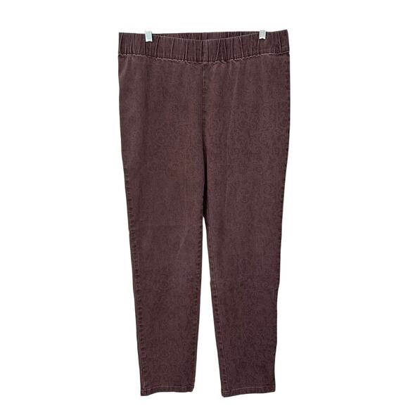 Soft Surroundings Denim Jeans Large Purple Pull-on Elastic‎ Waist Womens Stretch - Picture 1 of 5